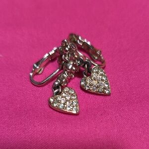 Sarah Coventry Clip On Silver Heart Earrings